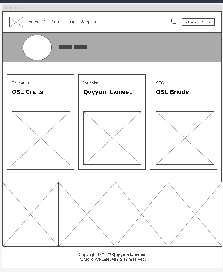 portfolio wireframe