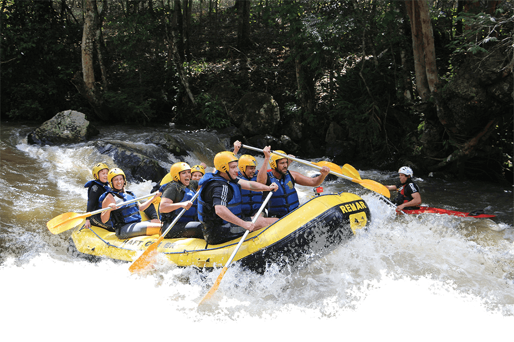 People enjoying rafting